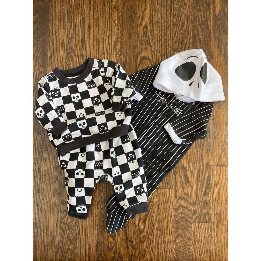 NEW Disney Newborn Infant Baby 0-3 Jack Skelington Halloween Bundle